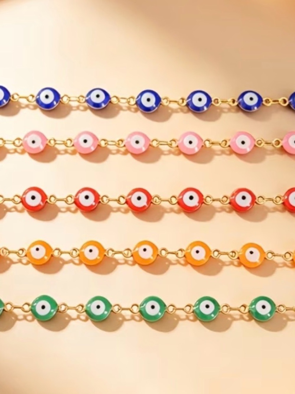 Evil Eye Beaded Chain Bracelet - Multicolor